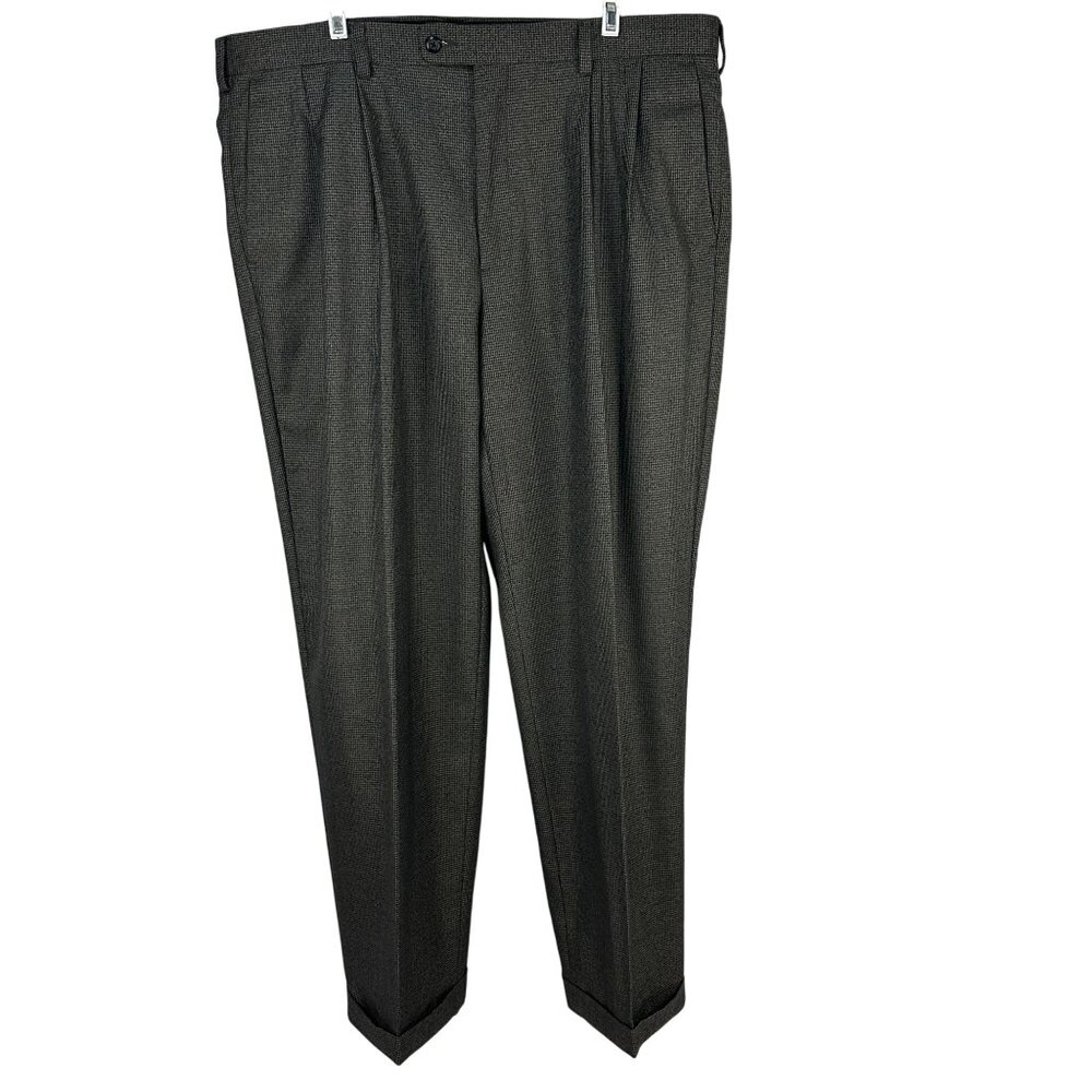 Perry Ellis Portfolio Mens Dress Pants Gray Pleated 40 x 32 Tailored Fit